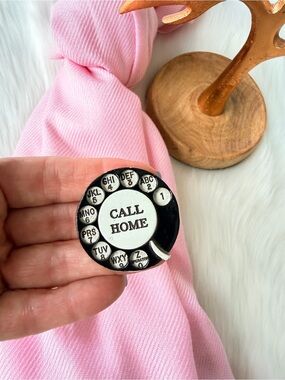 Anthropologie Black & White 'Call Home' Rotary Dial Brooch